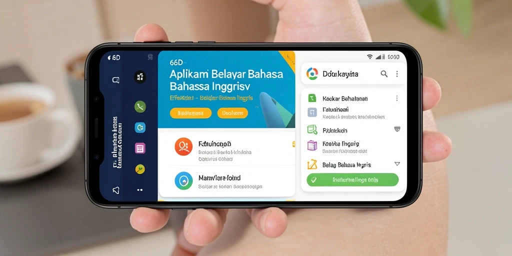 Antarmuka aplikasi 66D yang user-friendly untuk belajar bahasa Inggris.