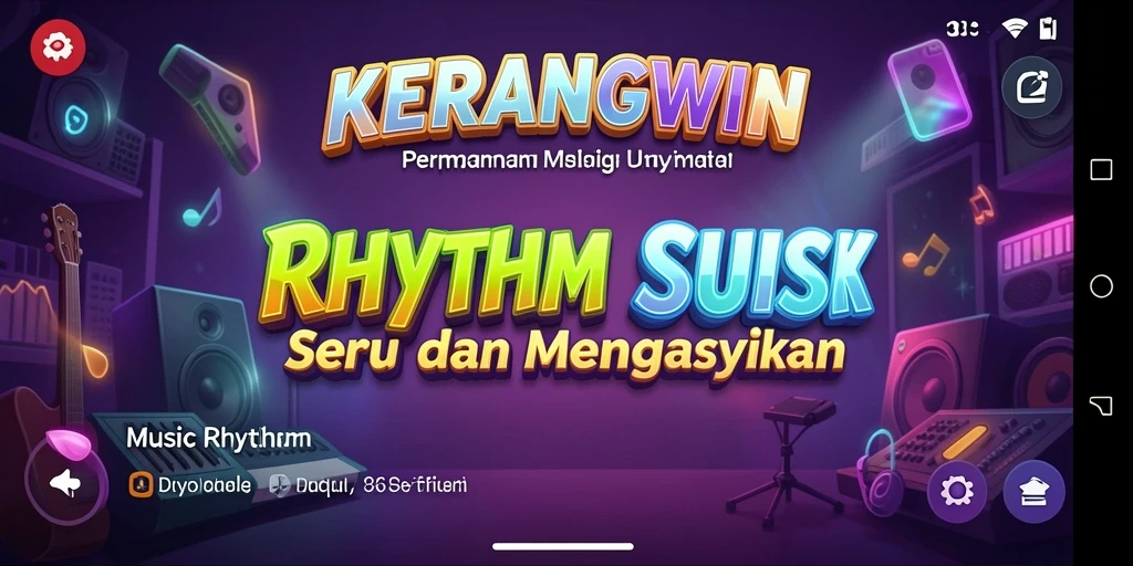Tampilan menarik dan interaktif dari KERANGWIN dalam permainan Musik Rhythm.